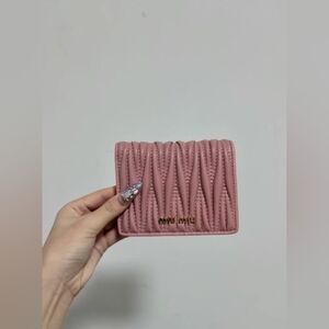 Miu Miu Pink Quilted Small matelassé nappa leather wallet